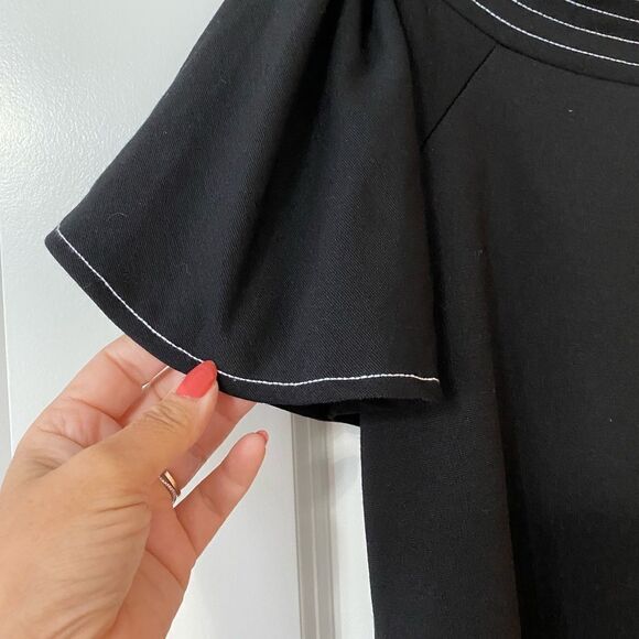 - Zara Trafaluc black w/white stitching mini dress - Picture 3 of 5